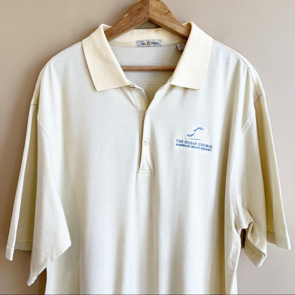 PETER MILLAR men’s pale yellow polo golf shirt size XL 100% cotton - Picture 2 of 8